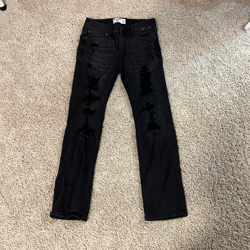 Abercrombie kids black ripped jeans